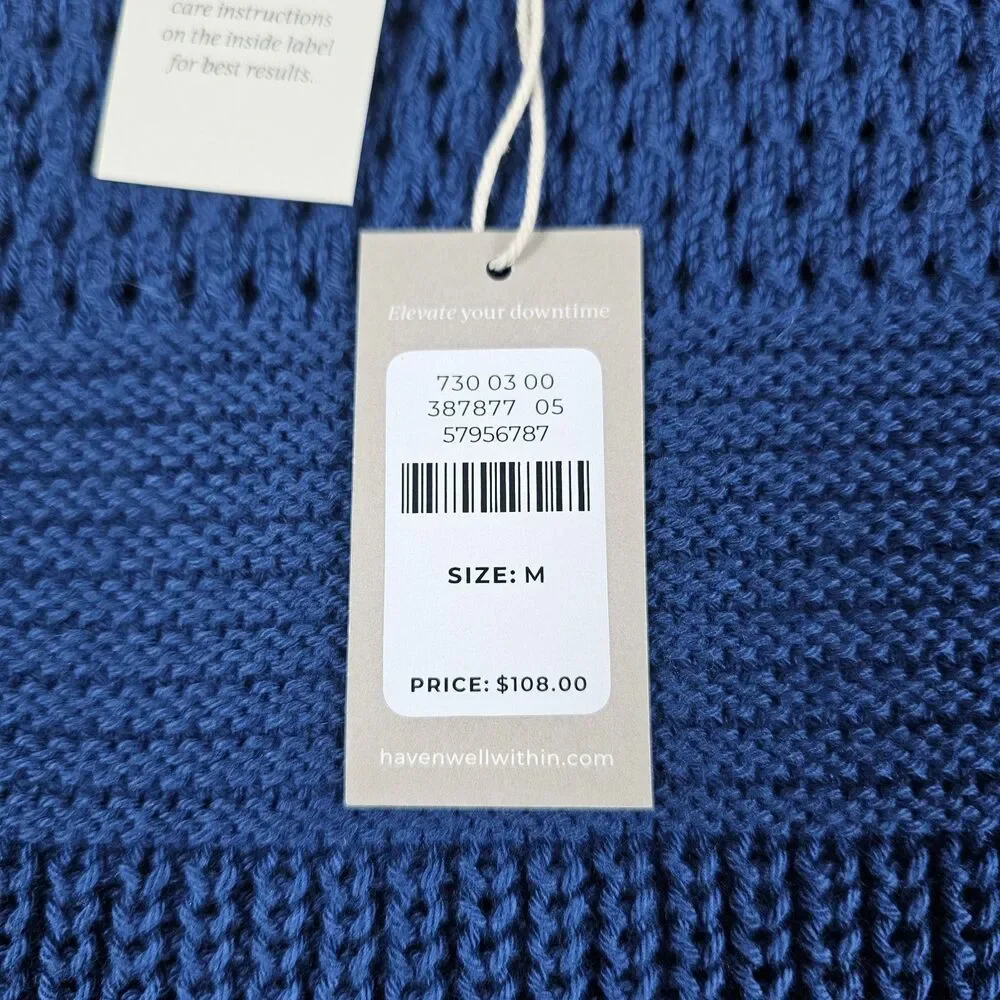 Haven Well Within Sweater Womens Medium Blue Roll Neck Pullover Organic Minimal